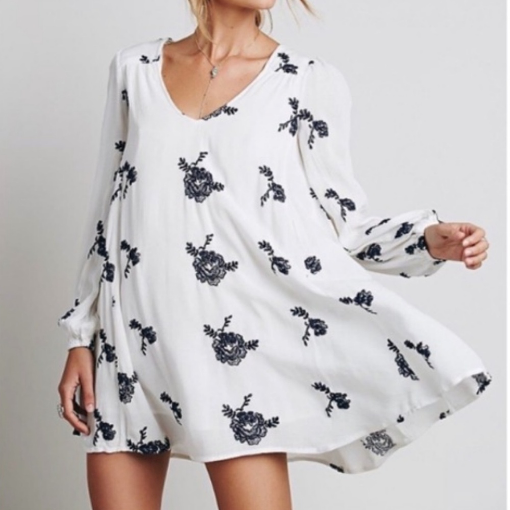 Free People Emma Embroidered Swing Dress